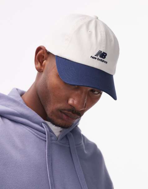 New Balance 6-panel flying stacked logo hat in white and navy - view 1