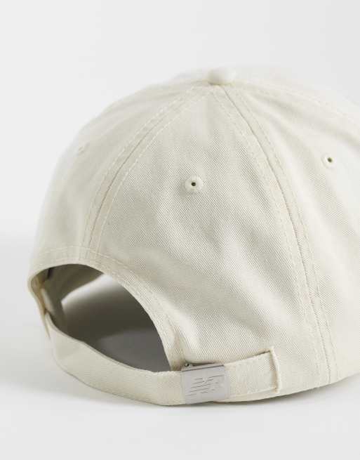 New Balance 6 panel linear logo cap in beige, 2 of 3