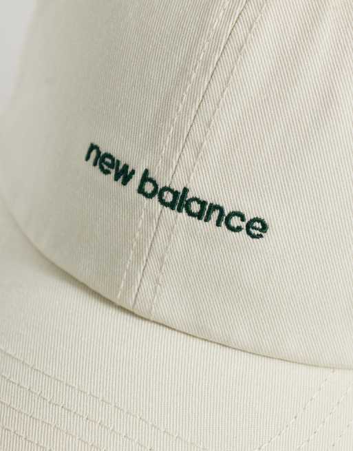 New Balance 6 panel linear logo cap in beige, 3 of 3
