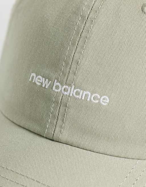 New Balance 6 panel linear logo cap in olive green, 3 of 3