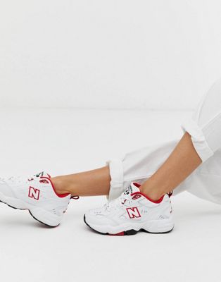 New Balance - 608 - Sneakers bianche e rosse con suola spessa | ASOS