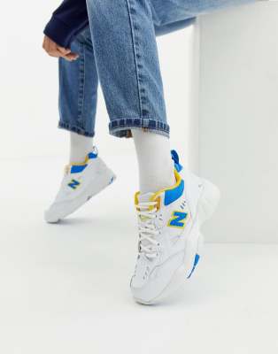 New Balance 608 white with blue and 