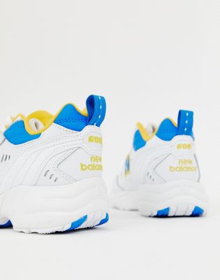 New Balance 608 white with blue and 