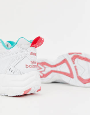 New Balance 608 white with pink and 