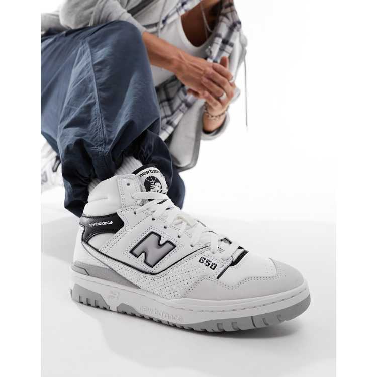 New Balance 650 sneakers in white with navy detail