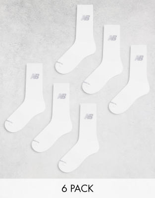 New Balance - 6er-Pack Crew-Sportsocken in Weiß