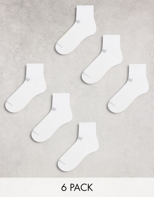  New Balance – 6er-Pack knöchelhohe Sportsocken in Weiß