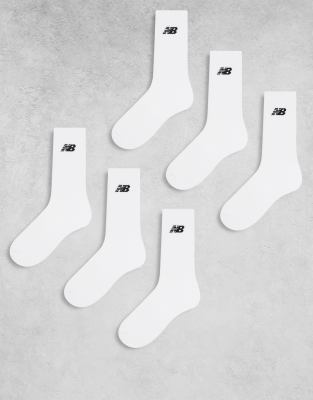 New Balance - 6er-Pack Socken in Weiß mit Logo in Schwarz