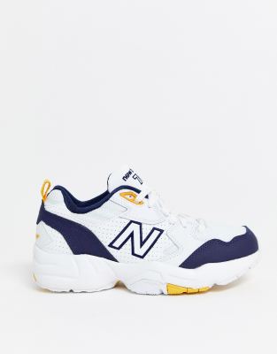 white and navy blue new balance