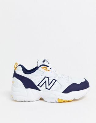 New Balance - 708 - Sneakers con suola spessa bianche e blu navy