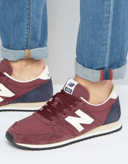 New Balance 70s Running 420 Trainers in Burgundy U420RBN