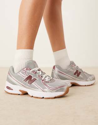 New Balance - 740 - Baskets unisexes - Argenté et bordeaux