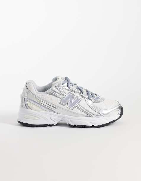 New Balance 740 lace trainers in white and lilac - view 1