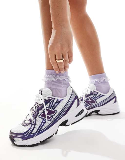 New Balance 740 sneakers in white and purple