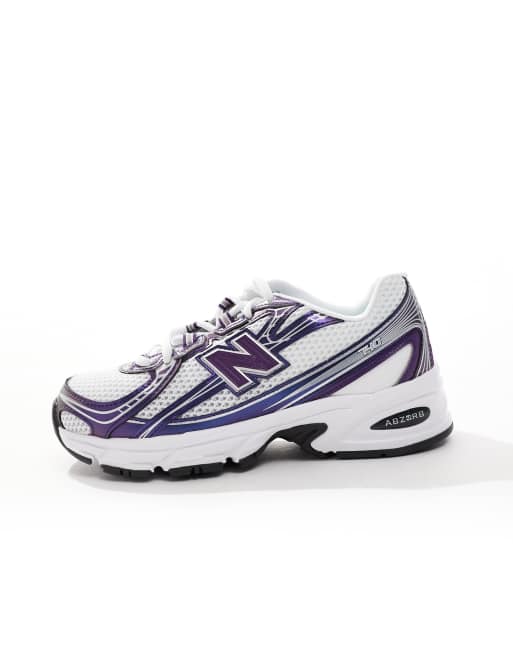 New Balance 740 sneakers in white and purple