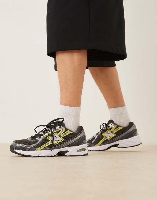 New Balance - 740 - Sneakers in zwart met geel, 2 van 5