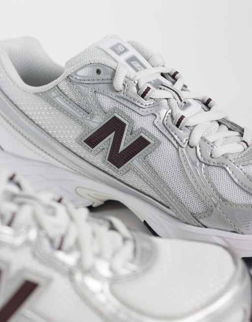 New Balance 740 trainers in white and burgundy, 3 of 5