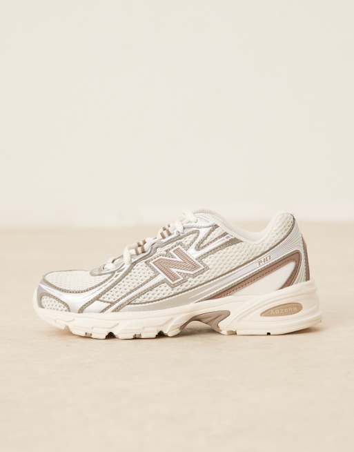 New Balance 740 unisex trainers in white, silver and beige detail