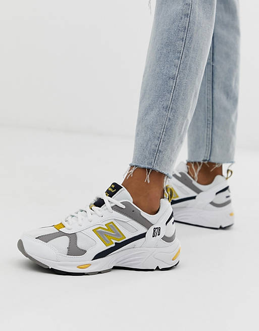 viering Uitverkoop knal New Balance - 878 - Sneakers met dikke zool in wit en geel | ASOS