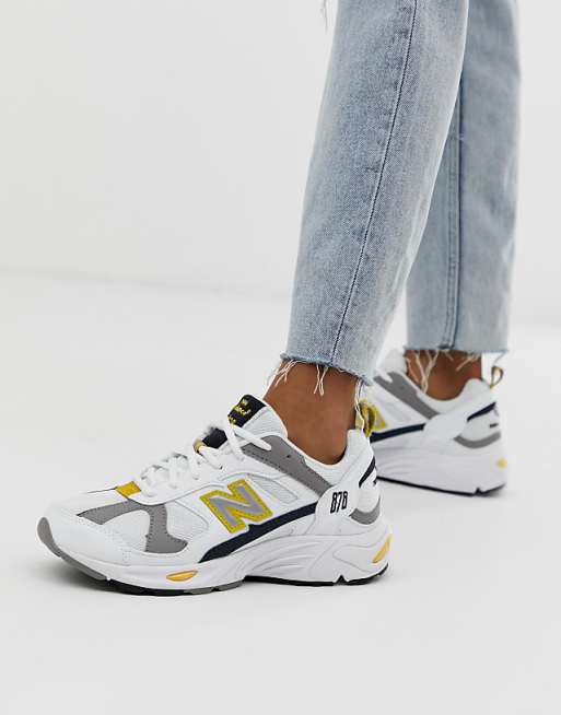 New Balance - 878 - Sneakers met dikke zool in wit en geel | ASOS new balance 878 dames