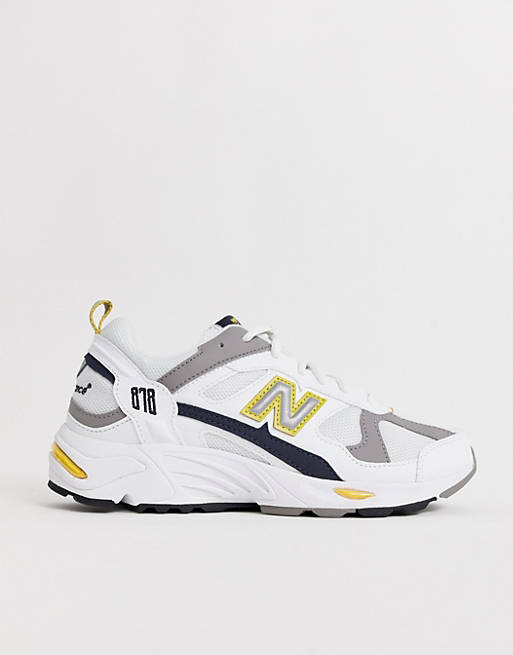 New Balance 878 white yellow chunky sneakers