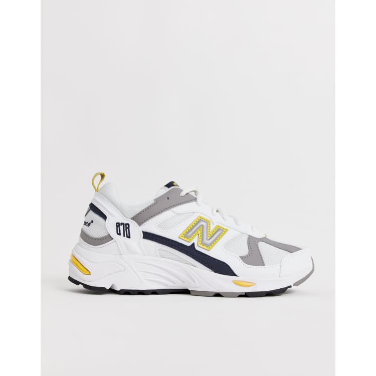 New Balance 878 white yellow chunky sneakers