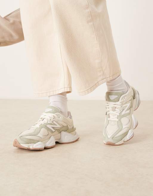 New Balance 9060 Sneaker in Wollweiß und Grün, 2 von 4