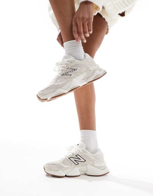 New Balance 9060 sneakers in beige with leopard print detail
