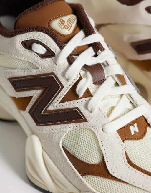 New Balance 9060 sneakers in cream and brown, 4 of 5