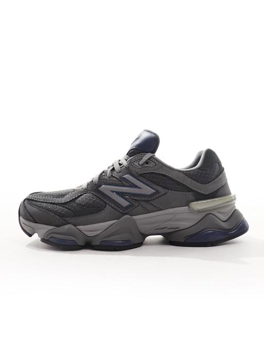 New Balance 9060 sneakers in gray with blue detail, 2 of 5