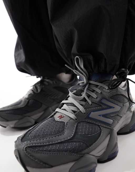 New Balance 9060 sneakers in gray with blue detail, 3 of 5