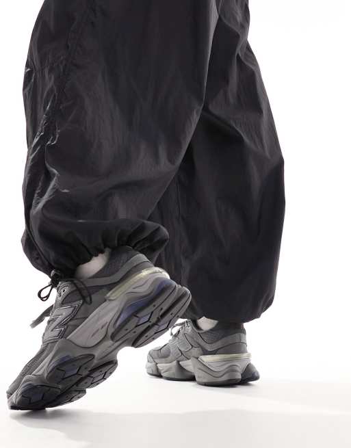 New Balance 9060 sneakers in gray with blue detail, 4 of 5