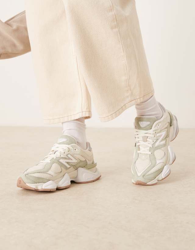 New Balance 9060 sneakers in off-white and green | ASOS