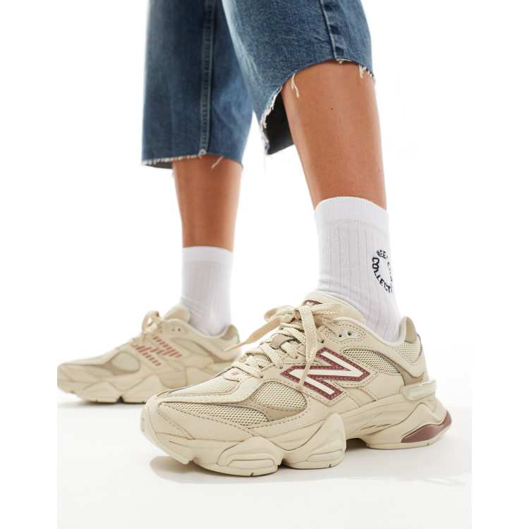 New Balance 9060 sneakers in off white with pink details | ASOS