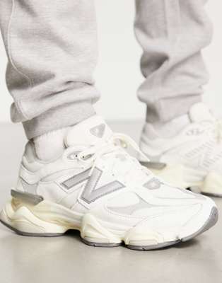 New Balance 9060 sneakers in white with gray metallic detail