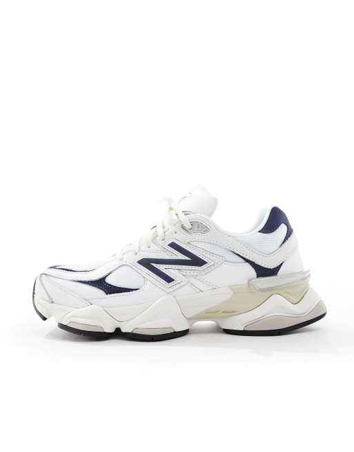 New Balance 9060 sneakers in white with navy detail