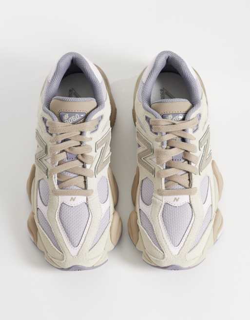 New Balance 9060 trainers in beige and lilac, 3 of 5