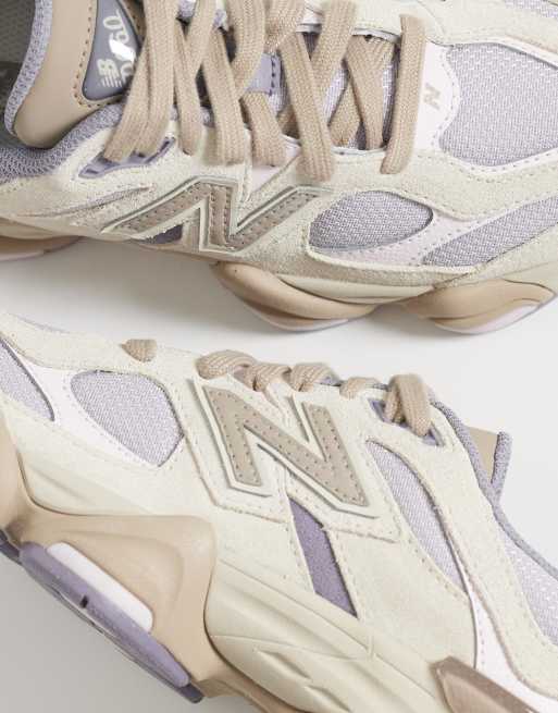 New Balance 9060 trainers in beige and lilac, 4 of 5