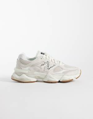 New Balance 9060 trainers in beige with leopard print detail