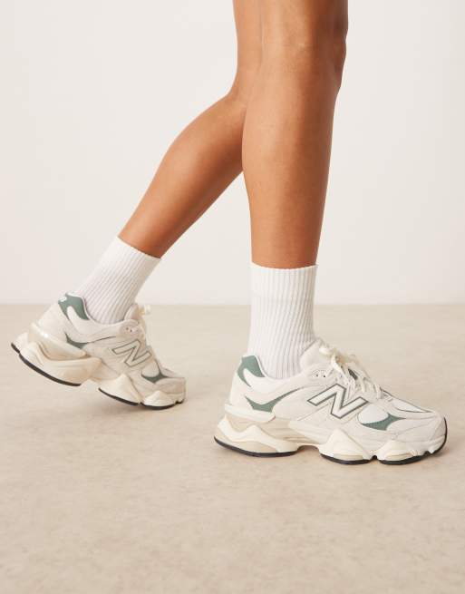 New Balance 9060 trainers in off white and green
