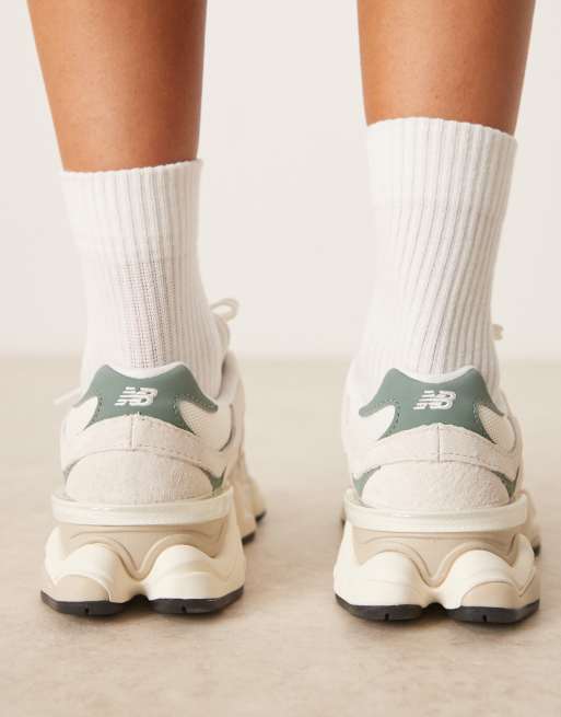New Balance 9060 trainers in off white and green