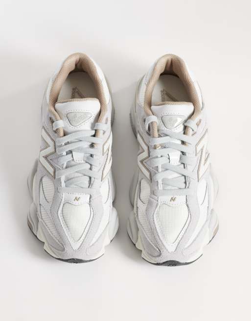 New Balance 9060 trainers in white, grey and red, 2 of 5