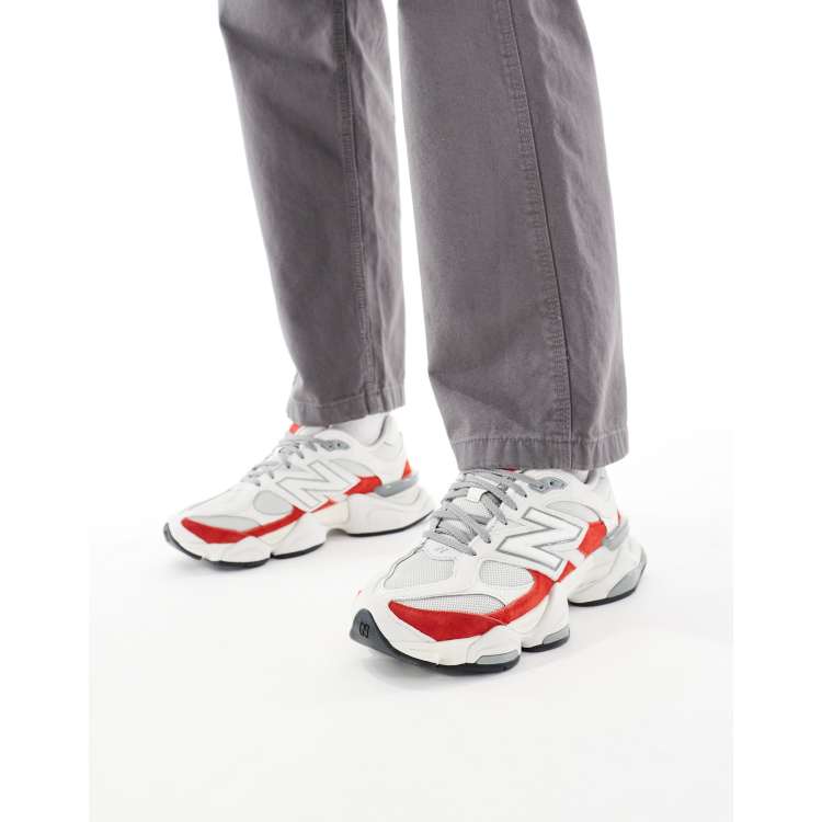 New Balance 9060 unisex sneaker in white with red detail | ASOS