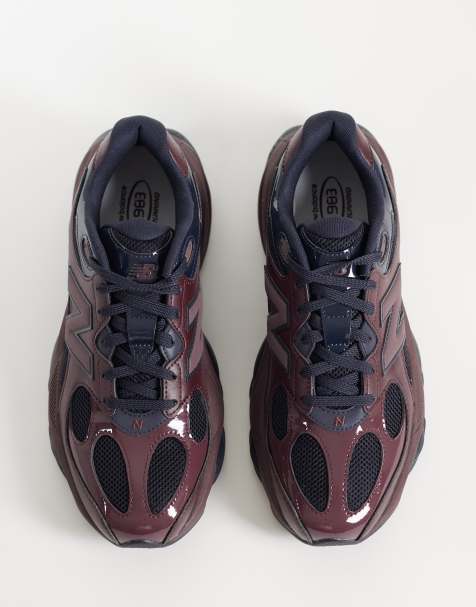 New Balance 983 leather trainers in burgundy - view 1