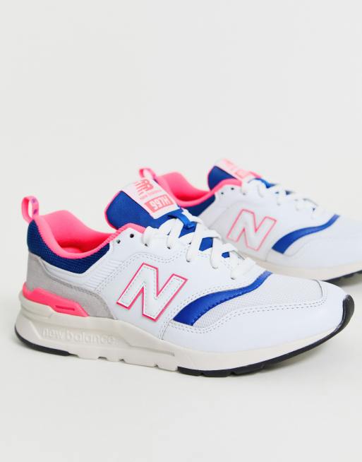 New balance 997 store pink and white trainers