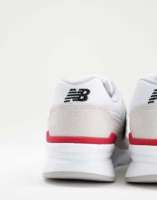 new balance 997h trainers in light grey and red suede