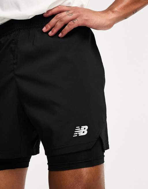 New Balance Running Accelerate 2 in 1 shorts in black