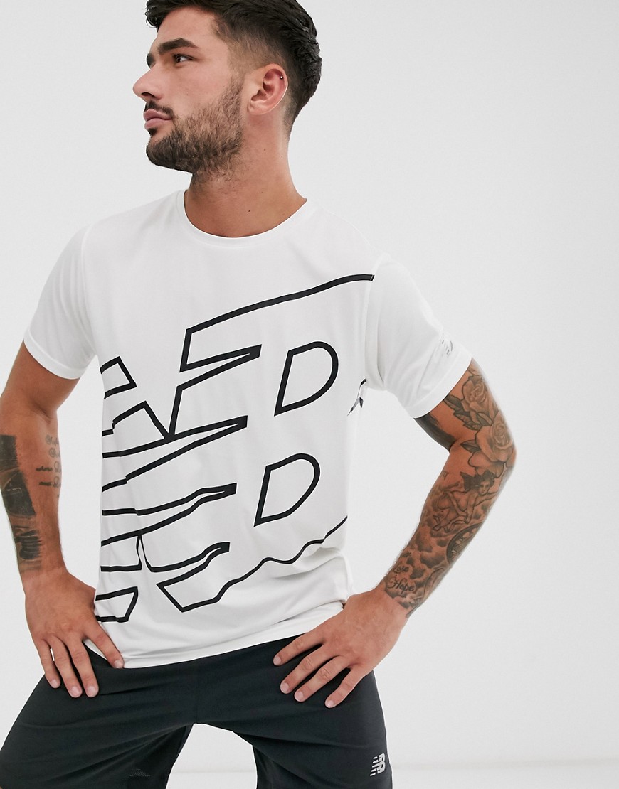 New Balance – Accelerate – Vit t-shirt för löpning med logga