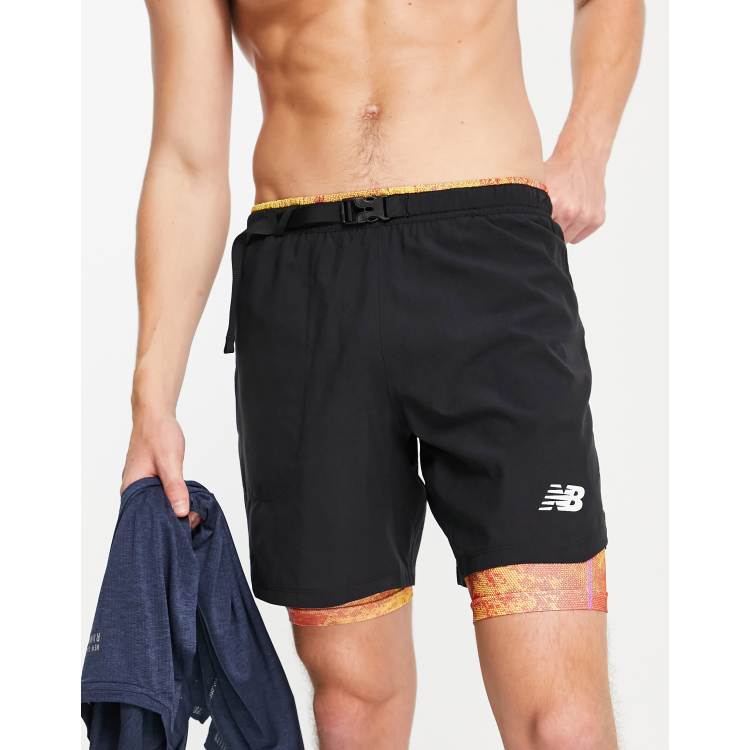 New Balance All Terrain 2-in-1 shorts in black and print