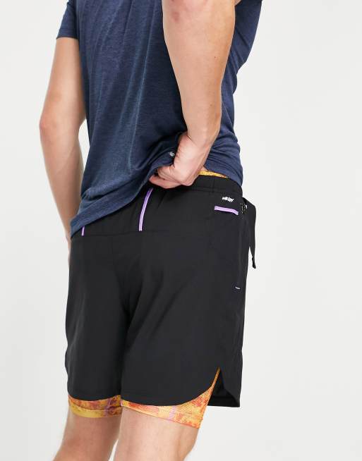 New Balance All Terrain 2-in-1 shorts in black and print | ASOS